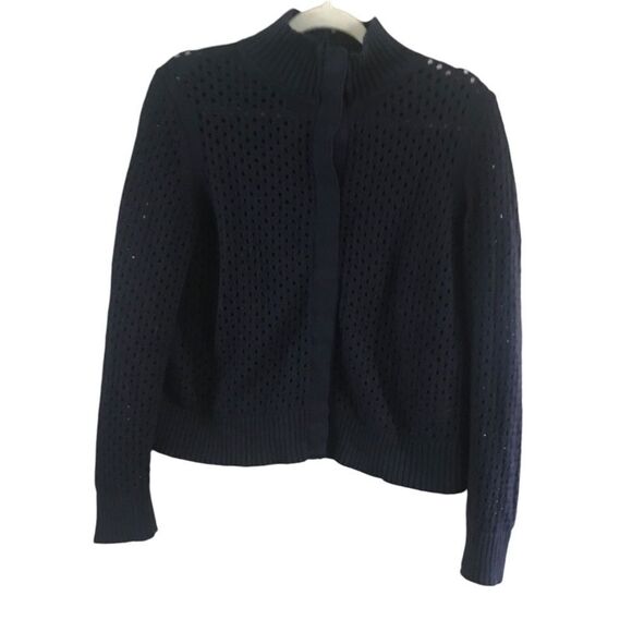 Talbots Blue Crochet Button Up Cardigan Medium - Picture 6 of 7